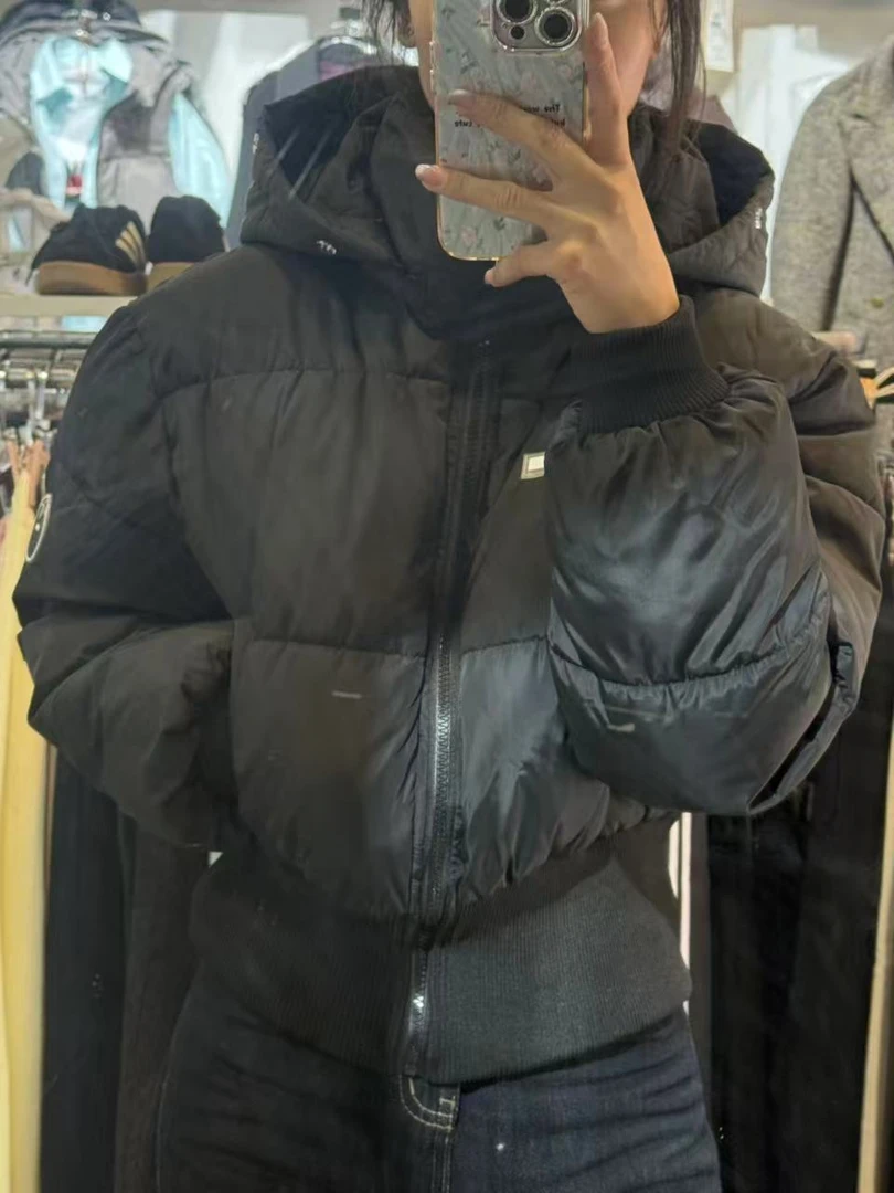 大毛领棉服女冬季2025短款加厚连帽棉衣外套