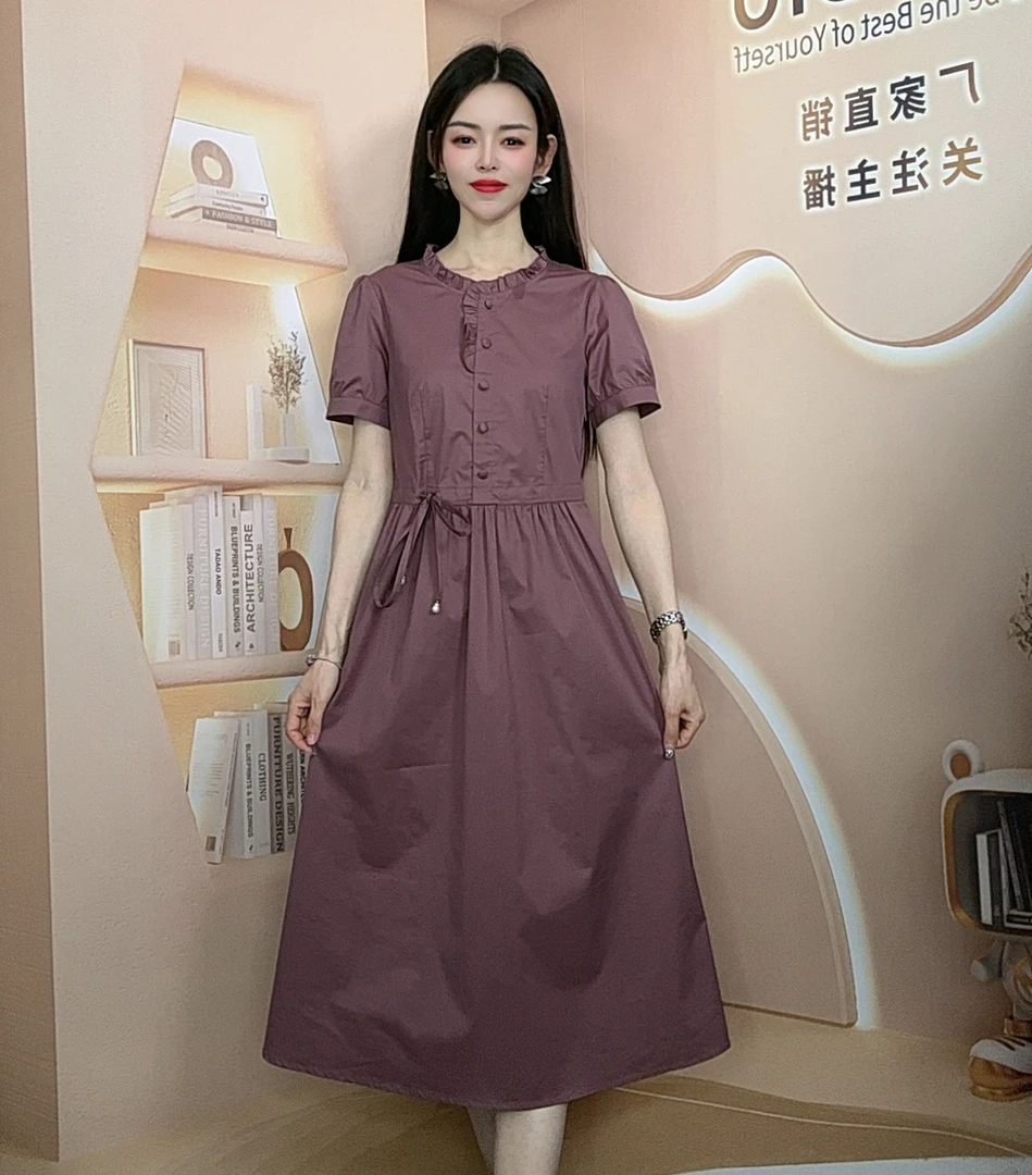 2025年夏时尚洋气减龄遮肚子显瘦连衣裙中长款