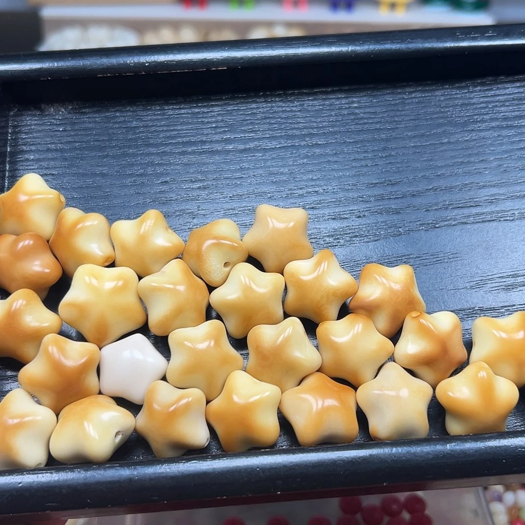 手串菩提根/象牙果微瑕炭烤星星10颗有裂