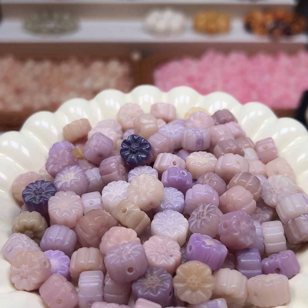 手串菩提根/象牙果微瑕卡12紫飘橘花20颗