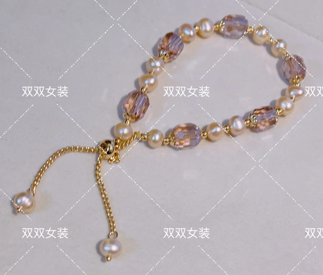 非金属仿珍珠项链 “珍珠石镶嵌”不规则珍珠项链轻奢可调节手链