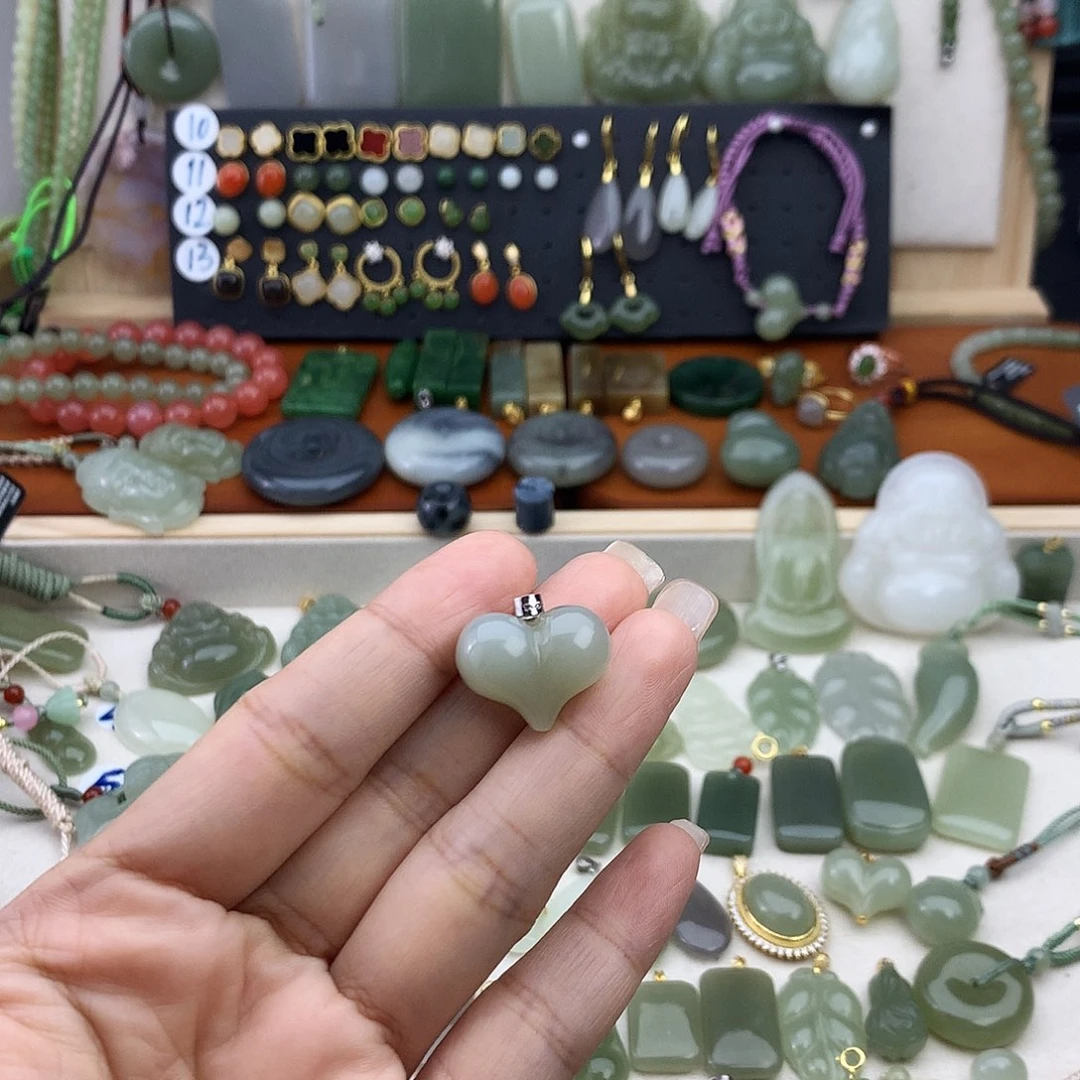 和田玉银S925镶嵌吊坠(不含链)