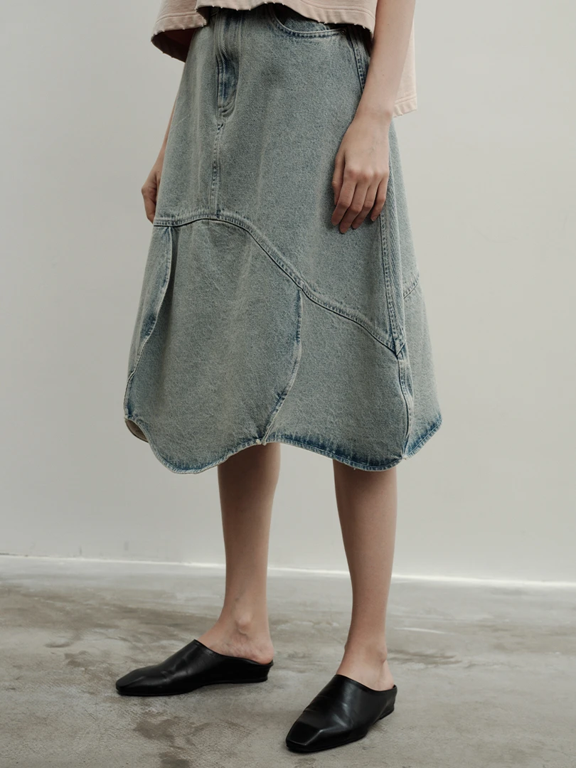 CELECT买手店 夹生 HALF MADE 25春夏新品 花瓣解构牛仔半裙