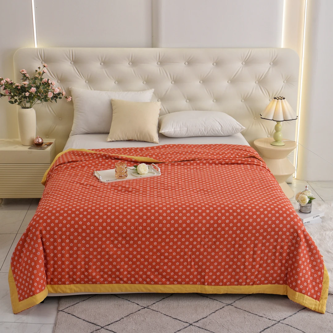 高端--80织精梳双层纱梅花款单双人夏凉被