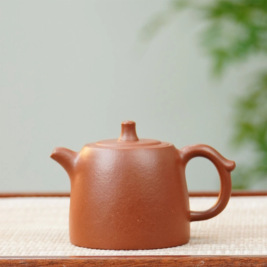 一壶堂甄选·红泥井栏壶120cc原矿红降坡紫砂手工壶