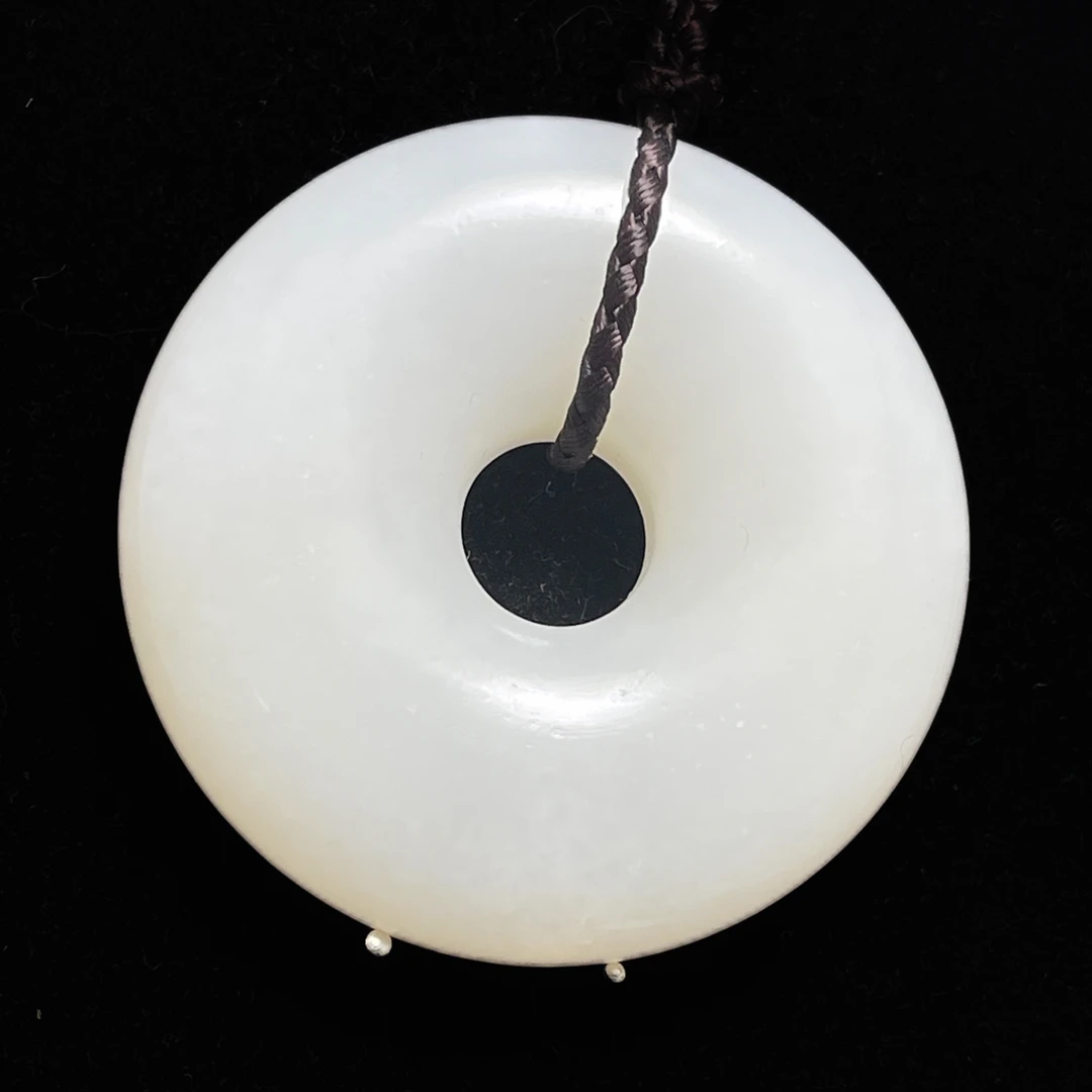 旧藏和田玉白玉平安扣吊坠挂件