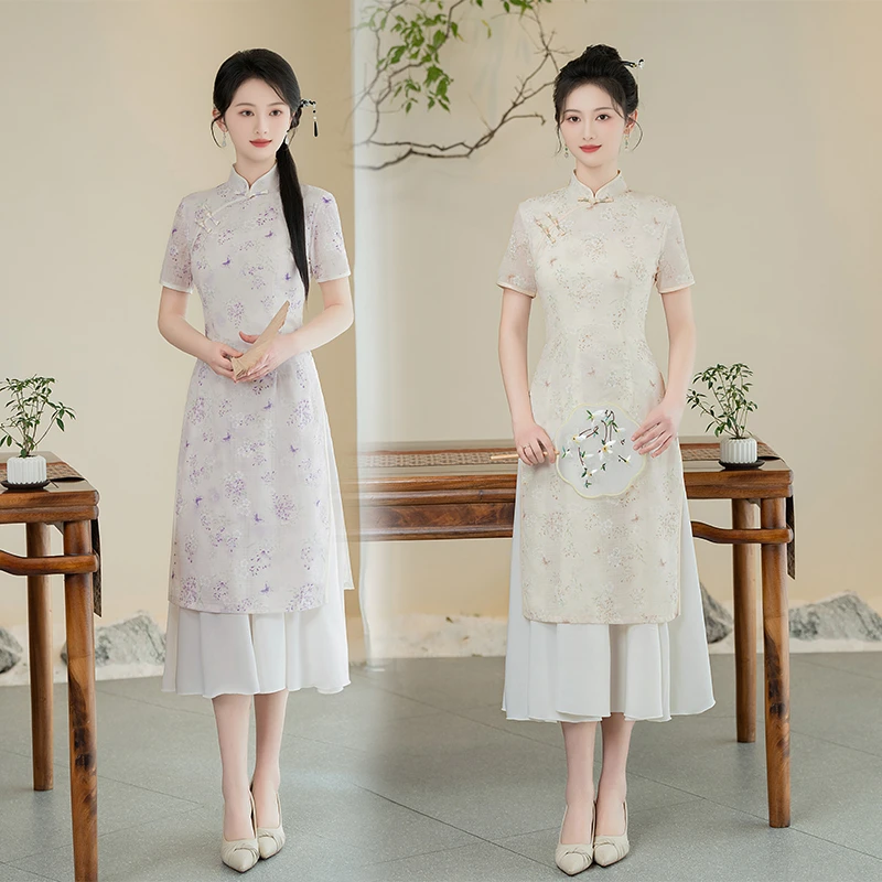 紫烟/S-3XL夏季新款旗袍改良旗袍少女显瘦改良新中式日常款