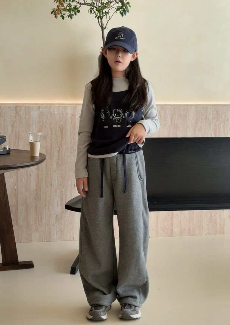 泡妈童装  【撞色字母卫裤】冬季加绒儿童运动男童女童卫裤25273