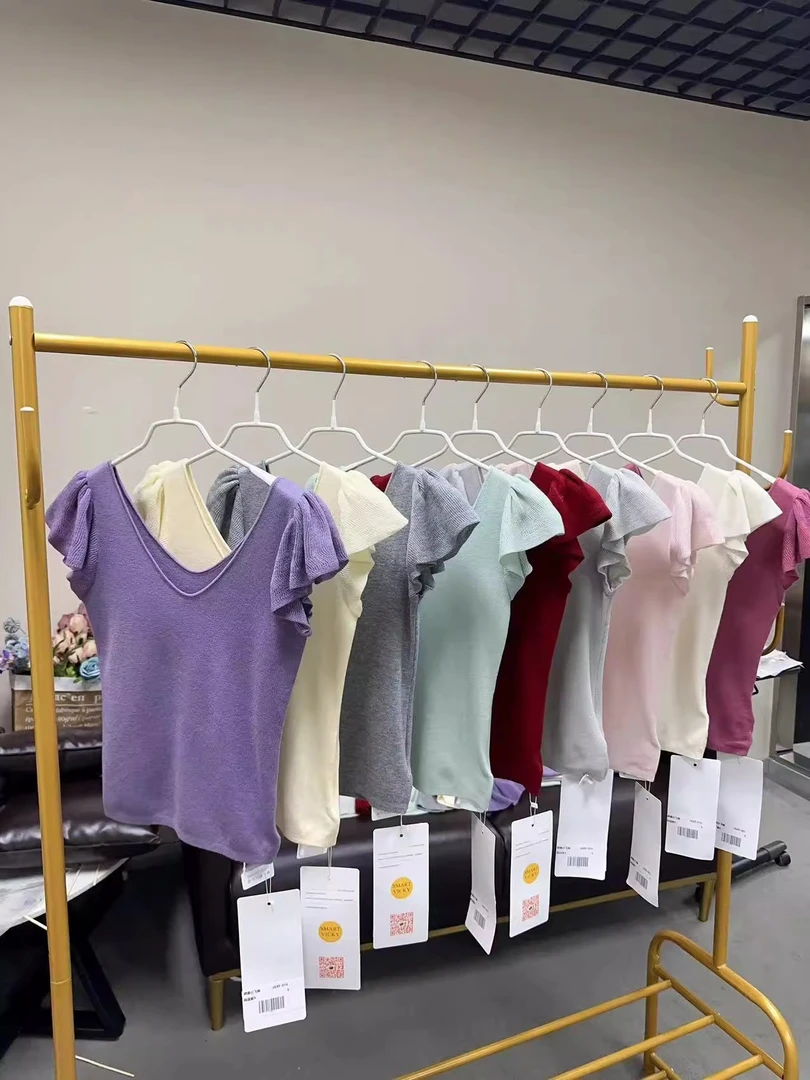 娇感小飞袖短袖针织衫女2025年春夏新款薄款舒适修身上衣W1-63