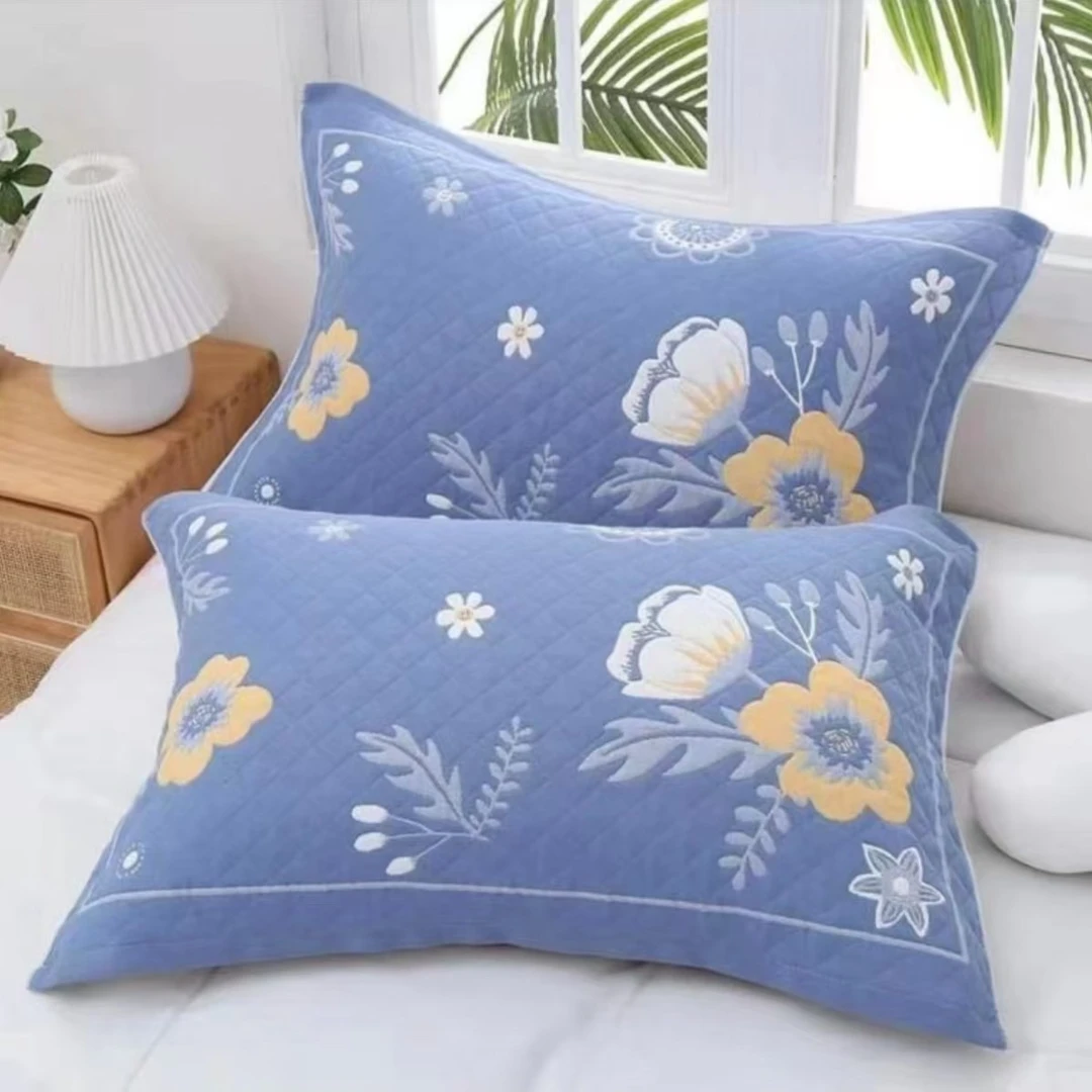 花开富贵-枕巾一对装78/52多层纱布棉柔软透气家用四季吸汗亲肤