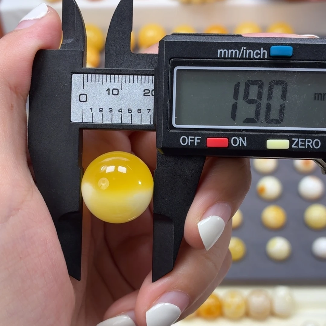 琥珀未镶嵌裸石焦皮橘金溶洞小蛋黄19mm