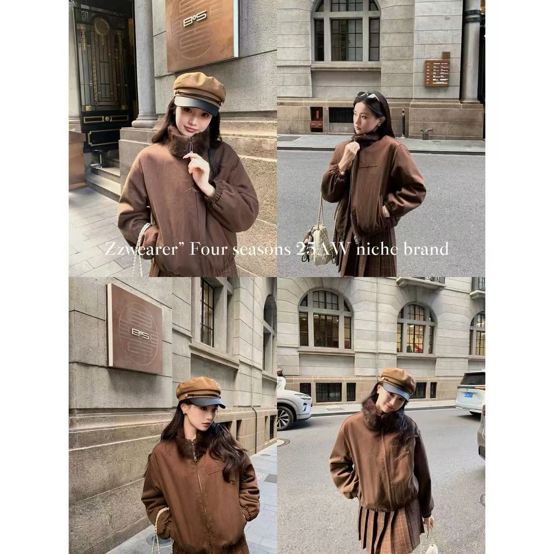 Zzwearer”25/AW“软糯小派克”三色小湖羊短款双面派克服女新款