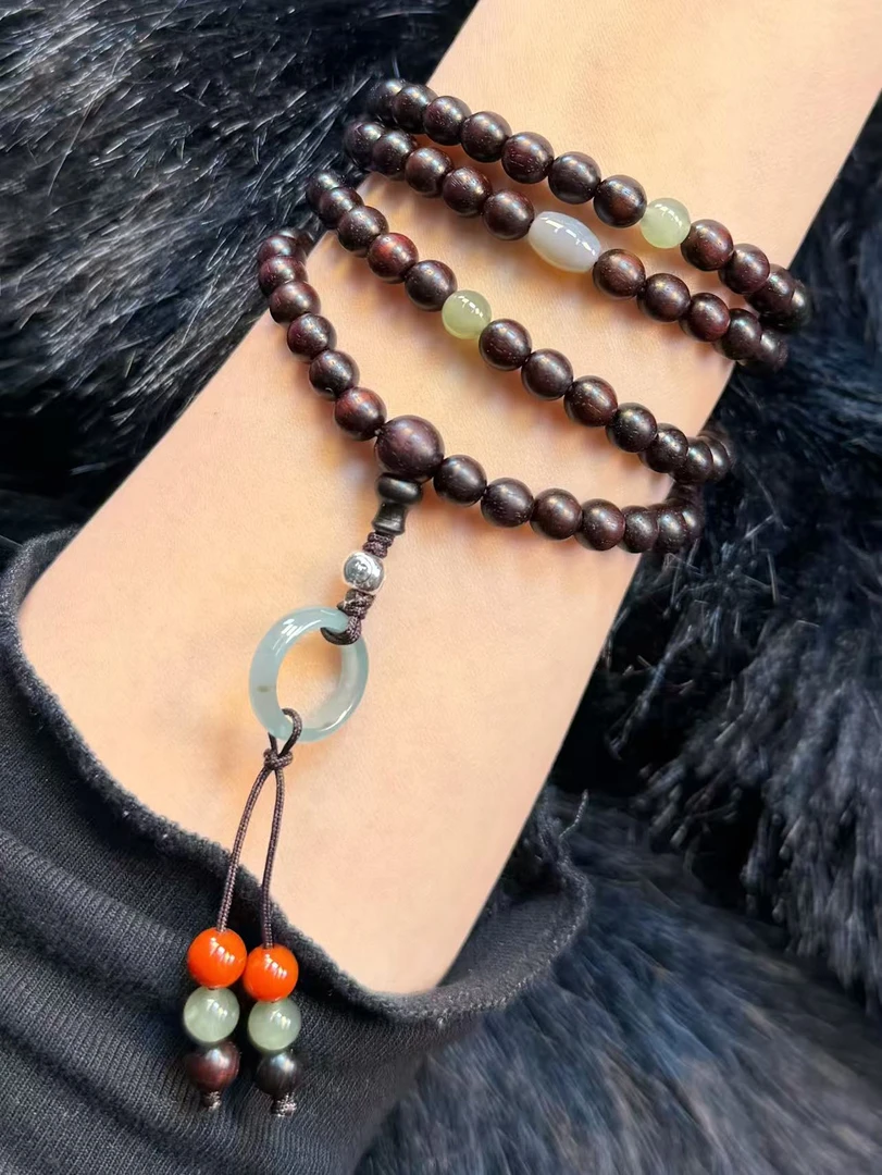 0.6小叶紫檀杨幂同款多圈毛衣 链-带证书（无礼盒）MK1072