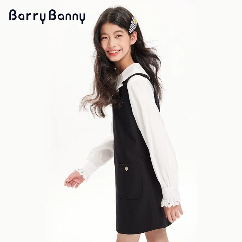 BarryBanny女童连衣裙赫本风无袖小黑裙2025夏季新款乖巧儿童短裙