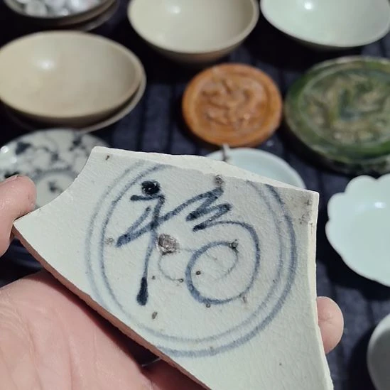 瓷片青花影青杯垫学习标本