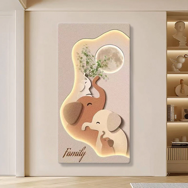 DE-070奶油风大象客厅装饰画氛围灯绿植玄关过道沙发挂画捡漏