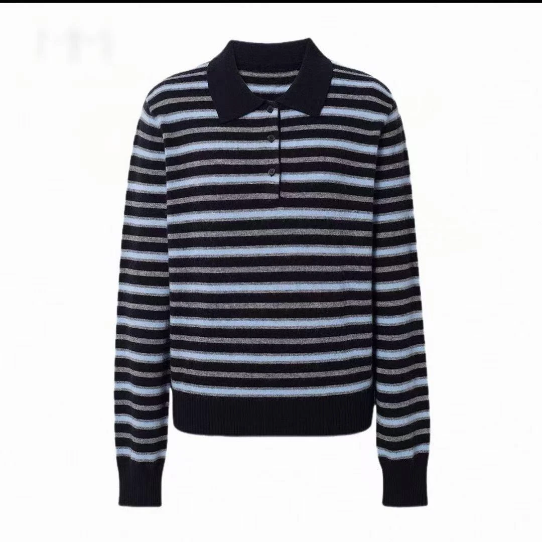 【蓝咖撞色】复古针织衫套头毛衣 8359