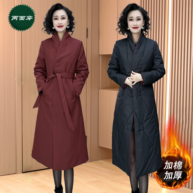 【两面穿】冬季时尚高端中长款加厚小个子修身显瘦棉衣棉服外套