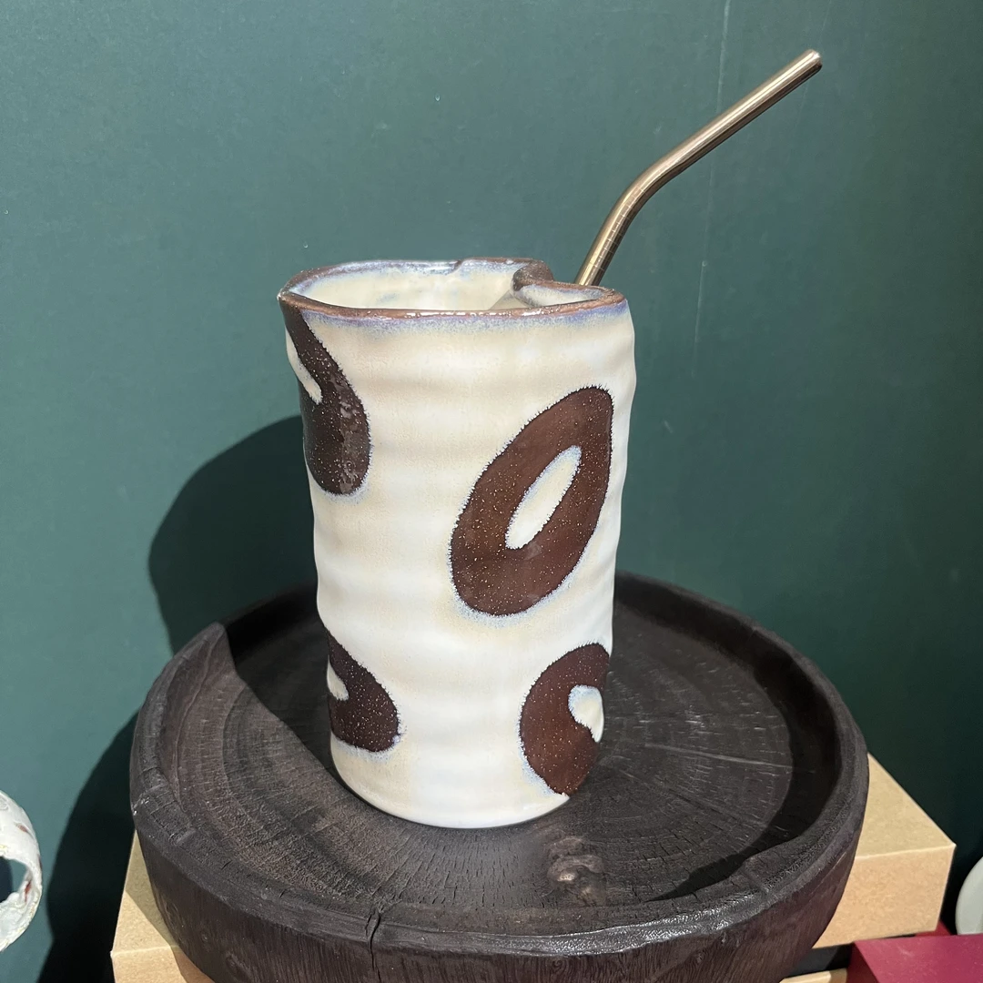 5月新027黑釉手工陶瓷吸管咖啡杯
