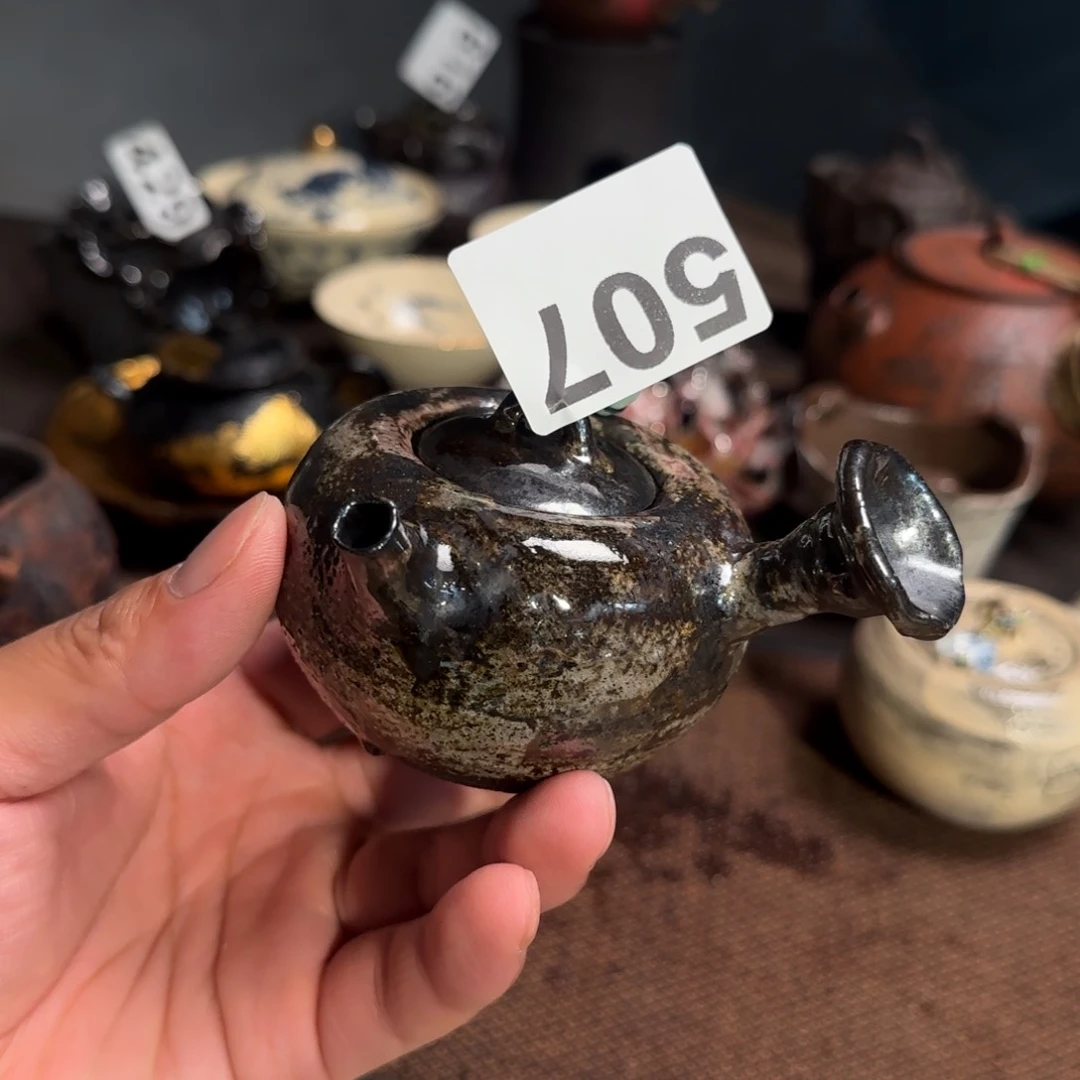 摆件柴烧侧把壶景德镇陶瓷茶具