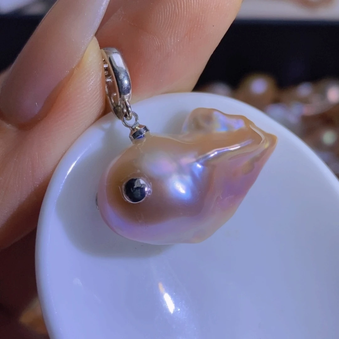 银S925镶嵌淡水珍珠微瑕