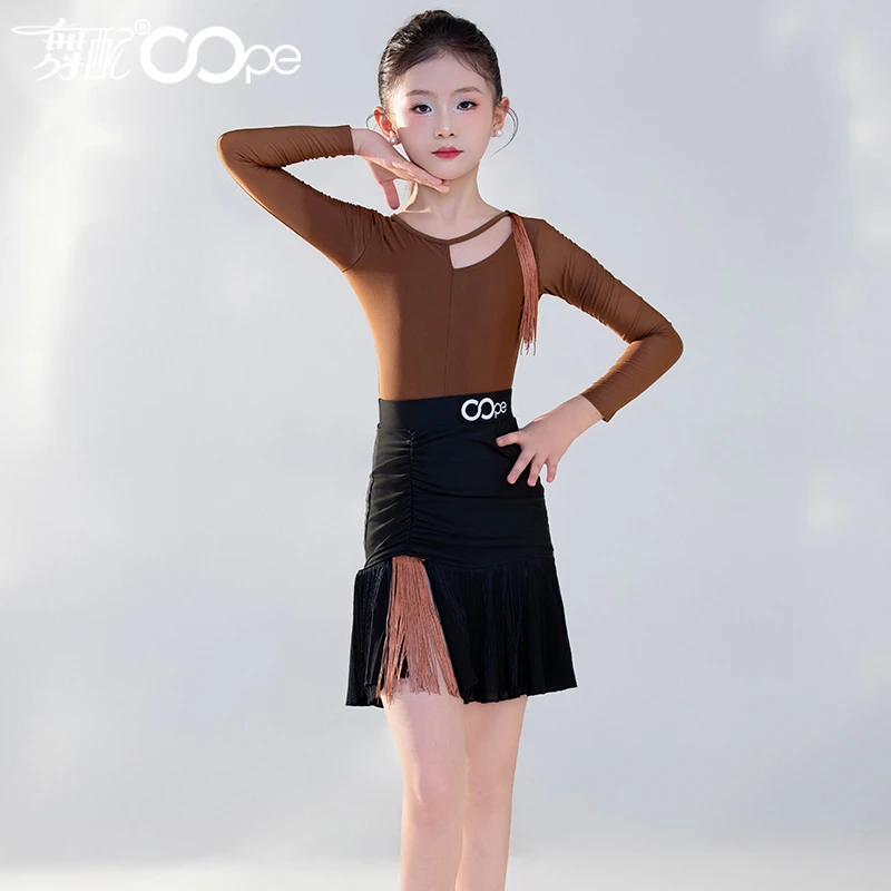 WL51395-2025新款拉丁舞服练功服女童oope舞配舞服流苏长袖练习服
