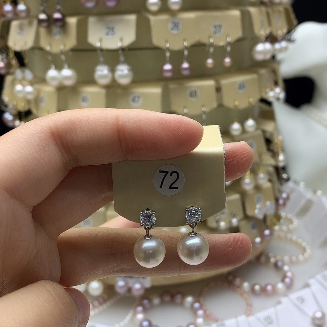 银S925镶嵌耳饰淡水珍珠10