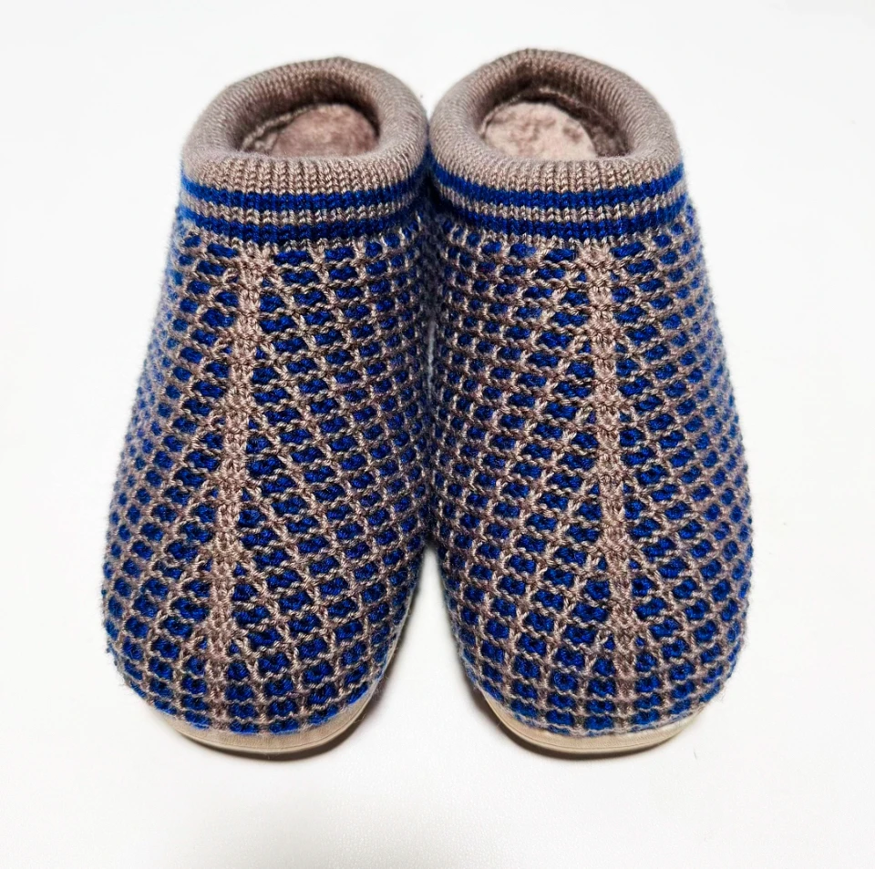 42-43码脚可穿纯手工双线编织加厚法兰绒家居拖鞋
