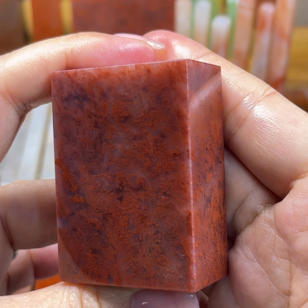 青田石印石老挝石水洞朱砂2.2×4.0×5.6