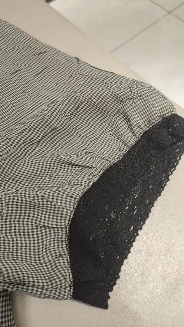 拉链蕾丝抗皱纯色短袖拼接T恤条纹针织高智淡人风