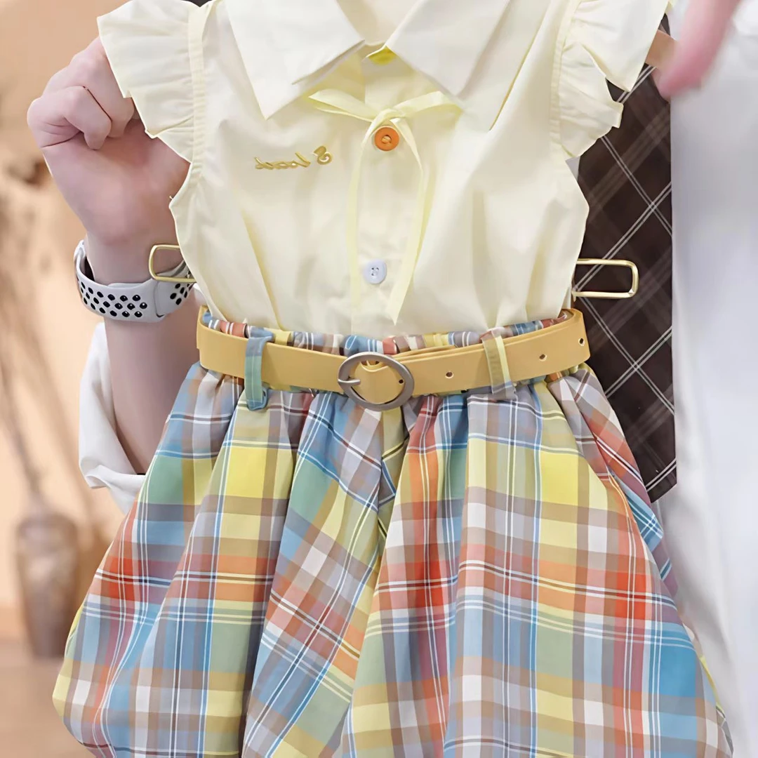 宝宝套装学院风2025新款时髦百褶jk气质夏装儿童旗袍儿童女6-12岁