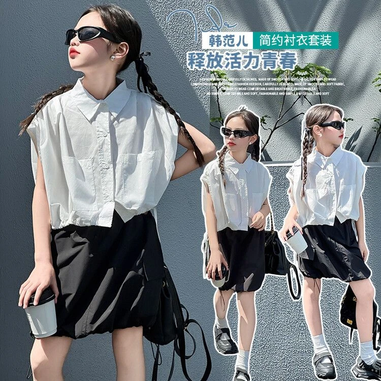 LCOBB[上衣]儿童夏季韩范潮流无袖可收腰衬衫上衣T恤8802