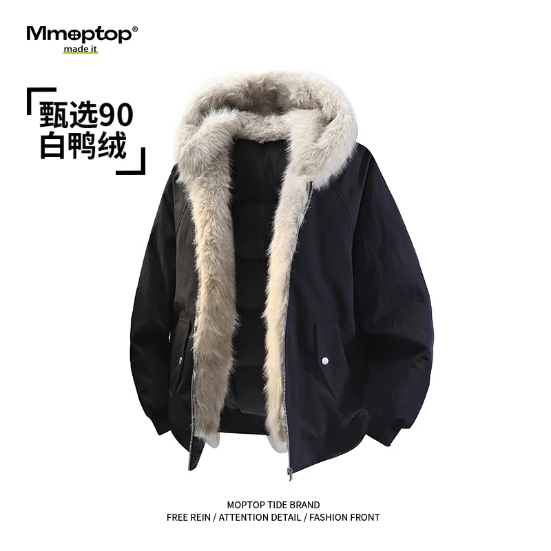 Mmoptop美式座山雕羽绒服男款冬季加厚保暖派克服90白鸭绒外套潮