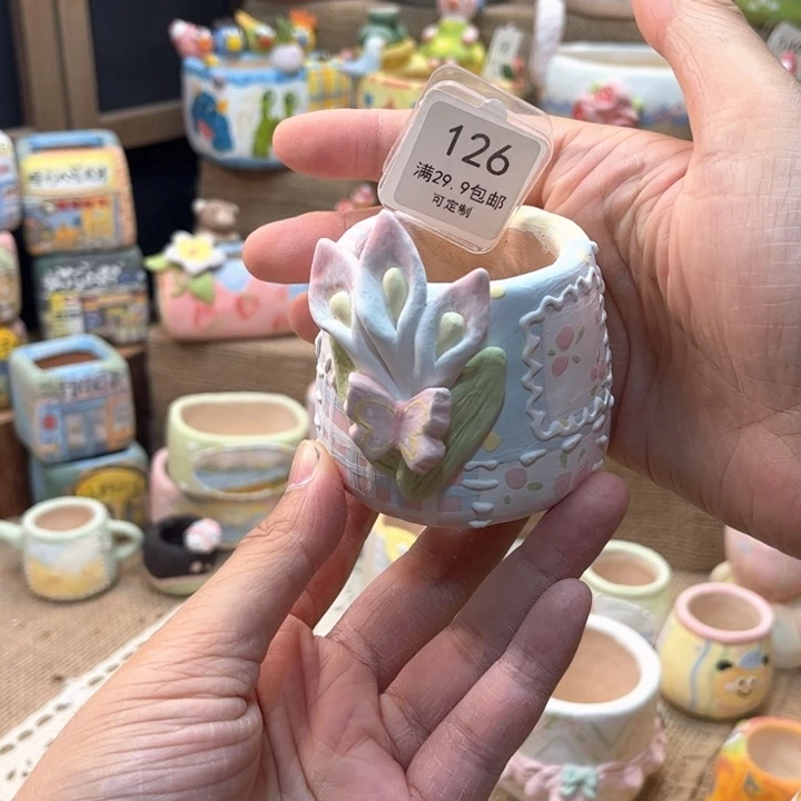 126马蹄莲布艺花盆手绘