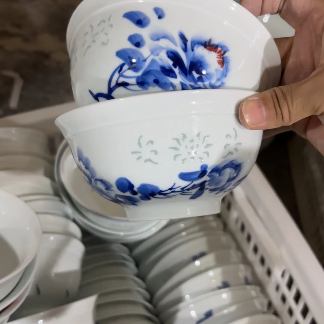 玉瓷景德镇陶瓷米饭碗两只微瑕