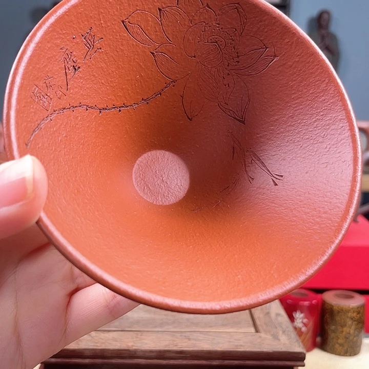 茶杯紫砂朱泥大斗笠