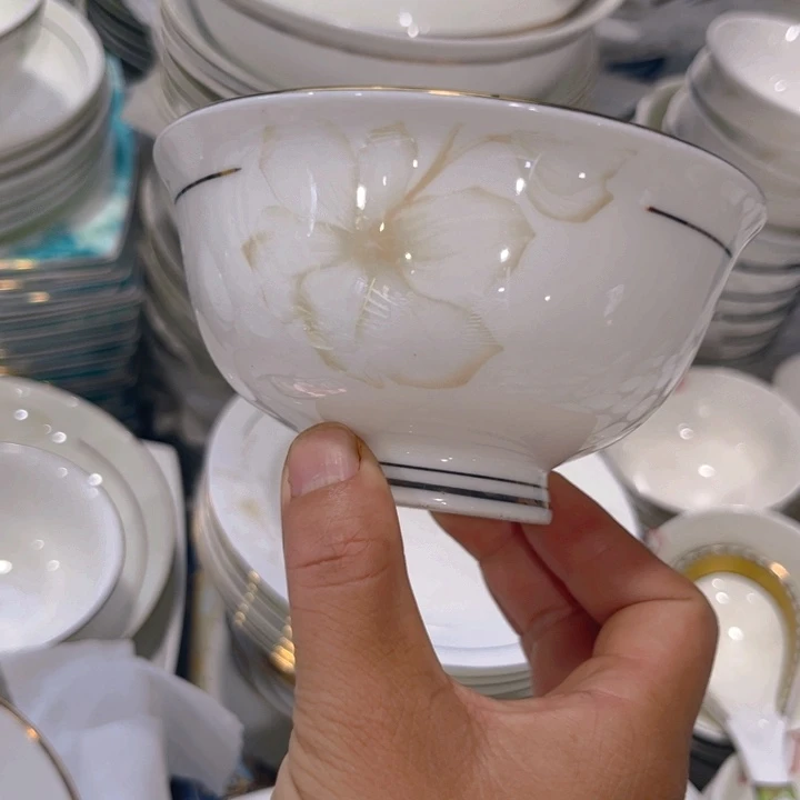 瓷片高脚碗十个微瑕4.5寸