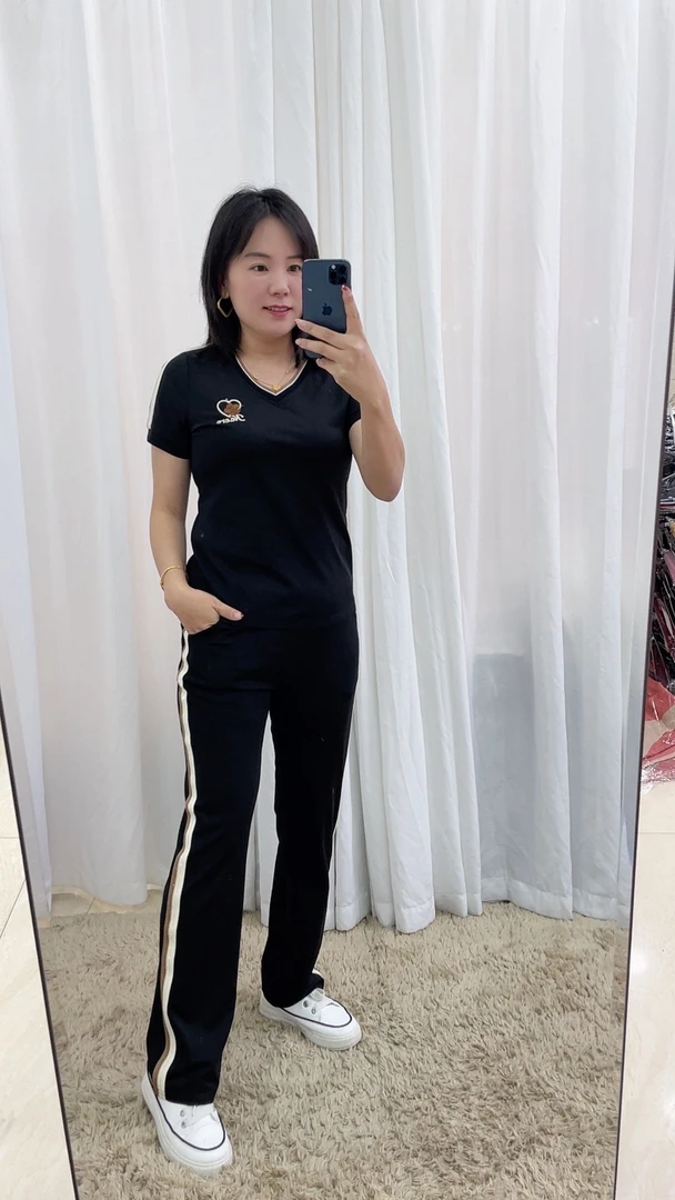 百花果2025夏季新款短袖运动休闲两件套装宽松高弹力遮肉显瘦百搭