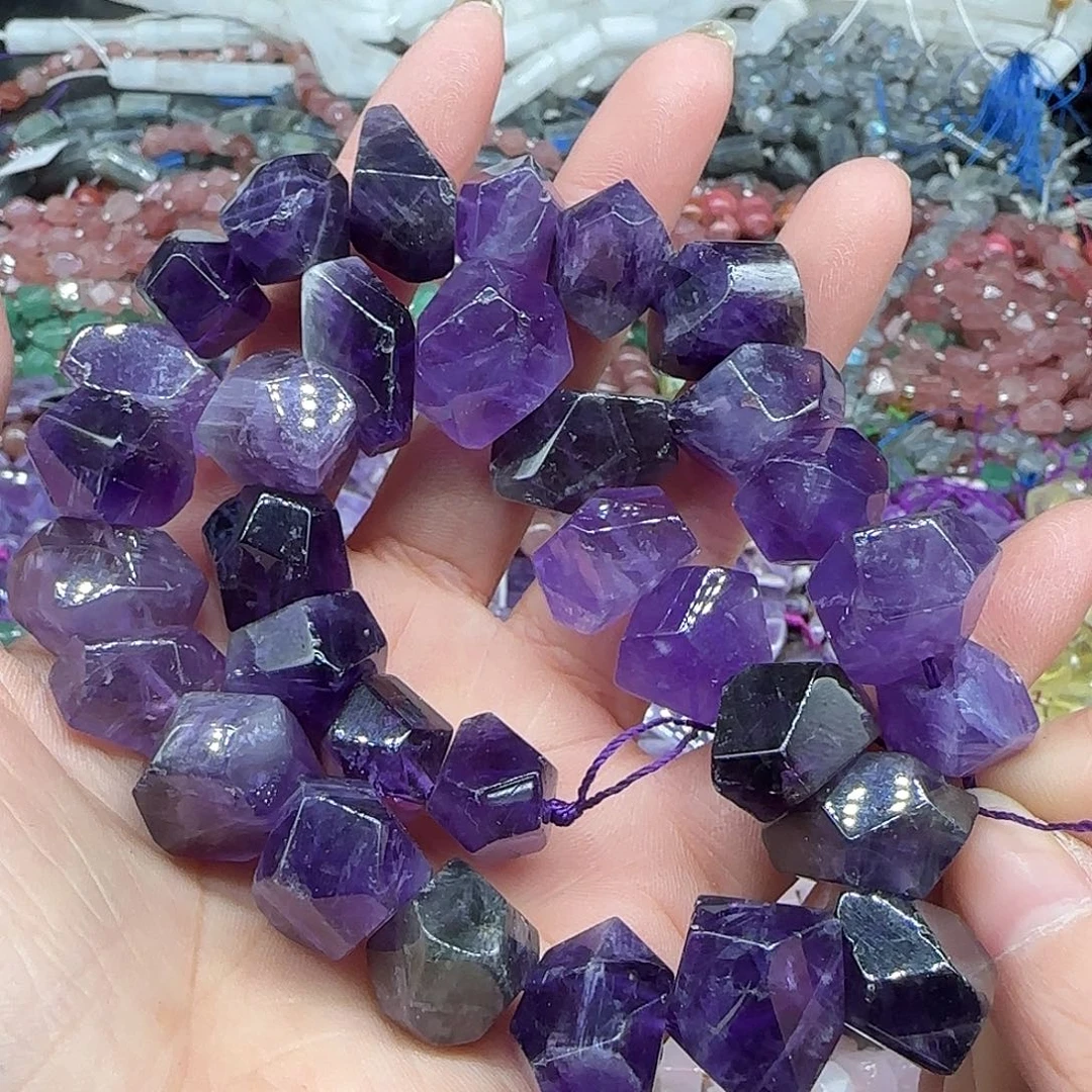 玛瑙/玉髓珠宝半成品合金紫水晶切面一条