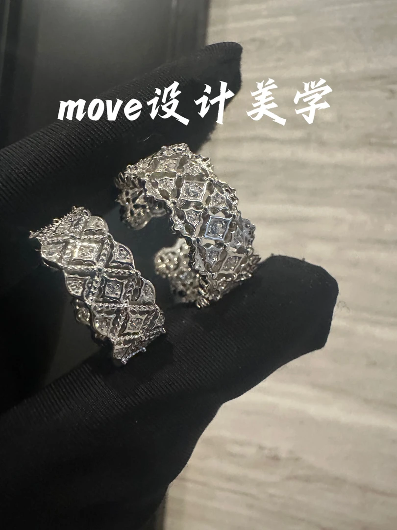 925银合成锆石戒指 【蕾丝镂空】意大利工艺
