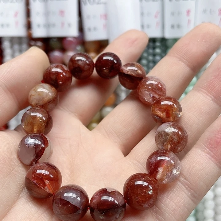 合金玛瑙/玉髓珠宝半成品红胶花12mm一串