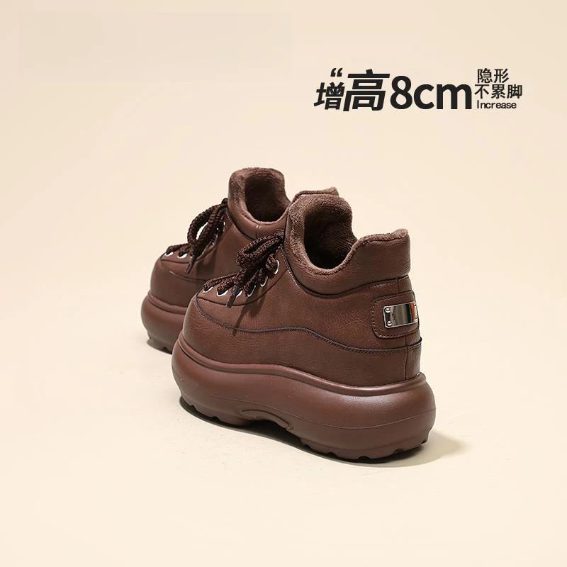 弥笛2025小个子内增高厚底加绒时尚休闲鞋女百搭松糕鞋女鞋运动鞋