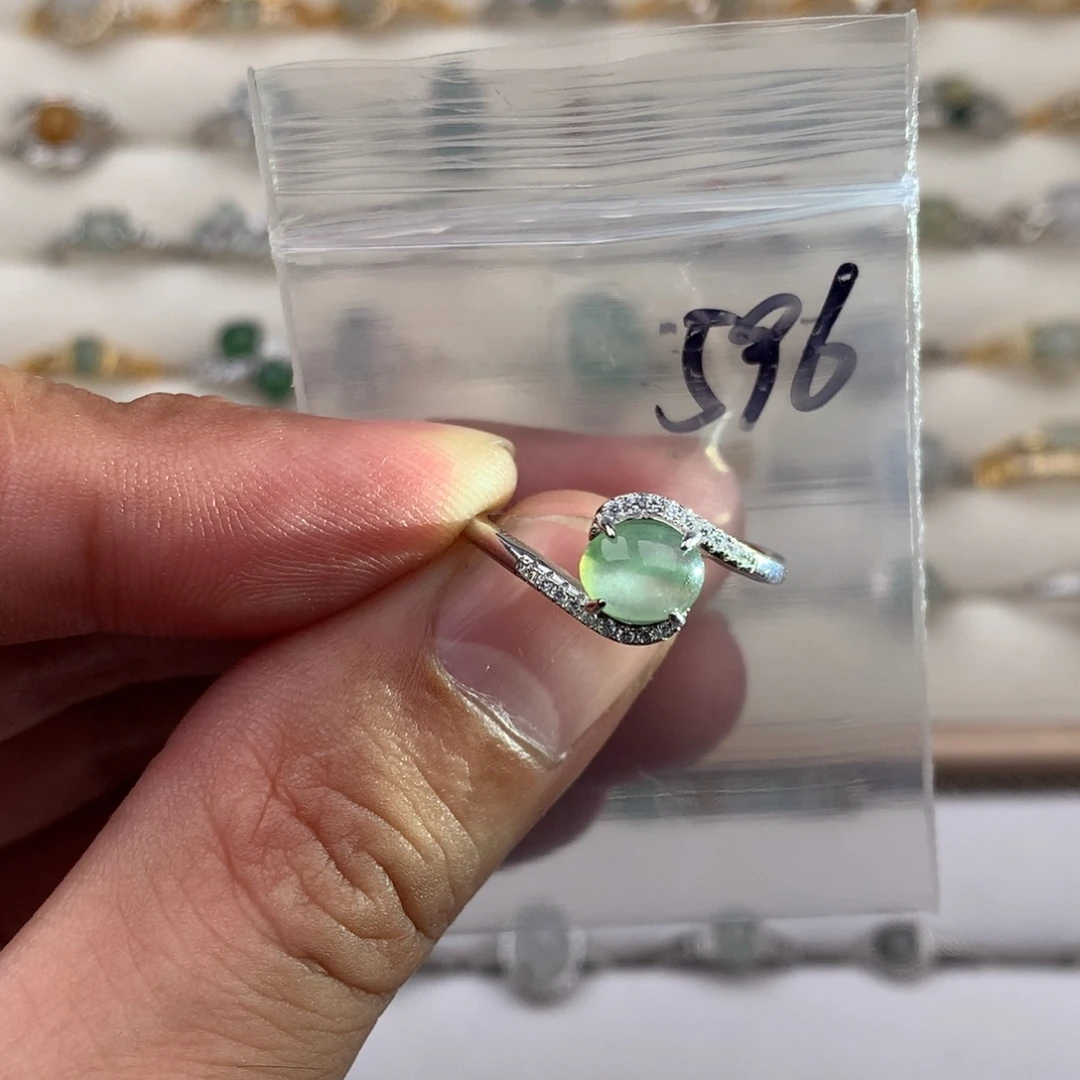 翡翠银S925镶嵌戒圈596