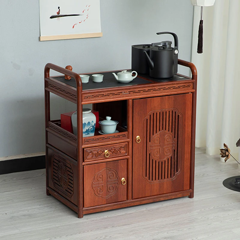 实木移动茶水柜中式烧水一体茶几置物柜沙发边几茶台侧边柜餐边柜