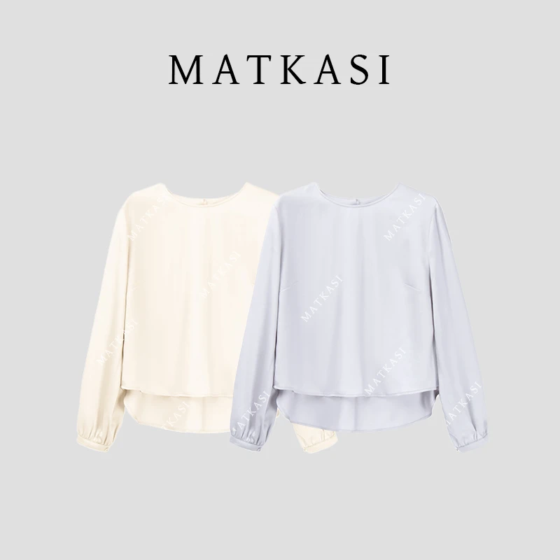 MATKASI 时尚设计感休闲日常简约百搭舒适感穿搭天丝圆领衬衫