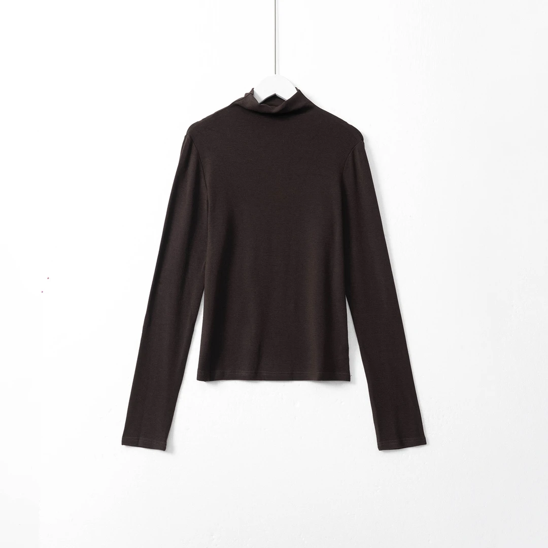 几里与麻 舒适纯色简约半高领打底衫 衣长62胸围84 2100809