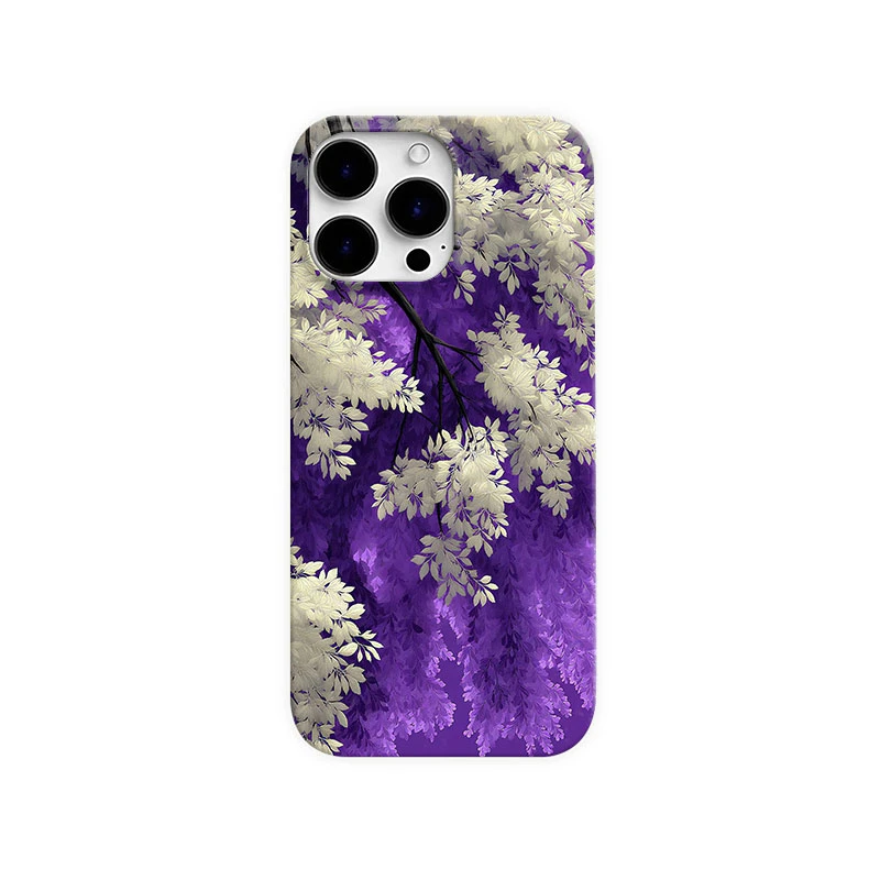 紫色繁花手机壳适用苹果15promax手机壳16pro小众14plus个性13/12