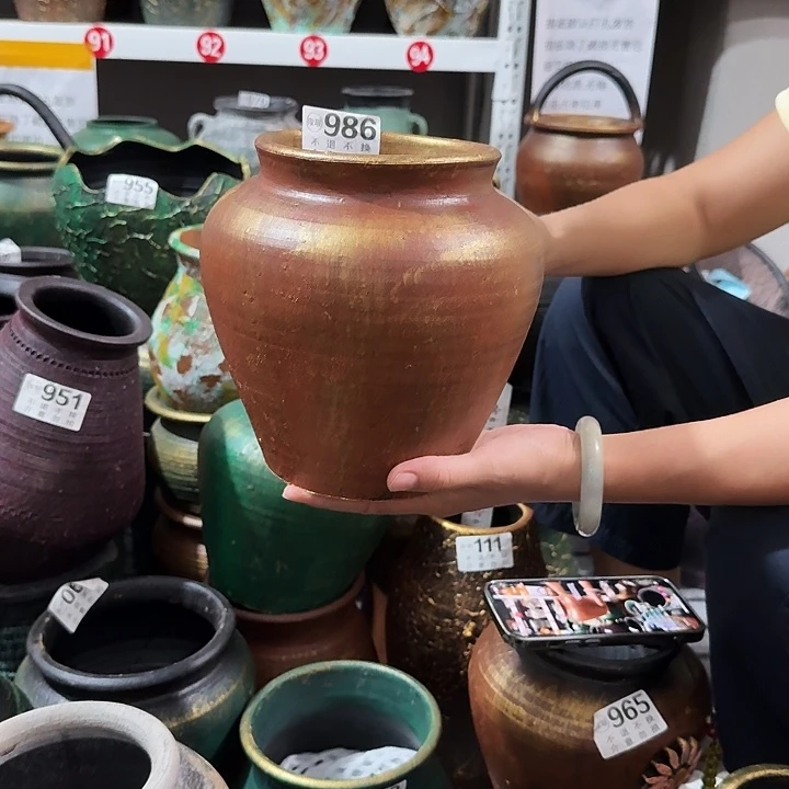 瑕疵金色坛子986高度20口径13