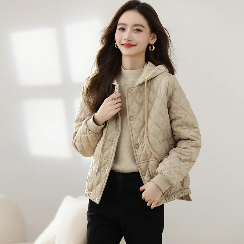 时尚冬季小个子连帽棉服压花韩版棉衣女装短款冬装宽松小棉袄