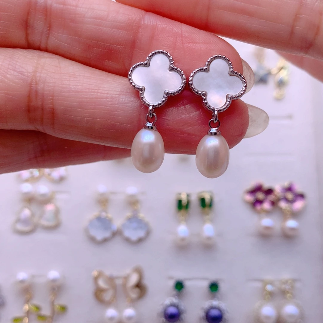 合金淡水珍珠耳饰